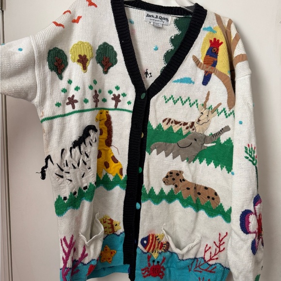 Jack B Quick Cardigan Animal Zoo Knit Sweater School, Teacher Size M - Picture 1 of 15